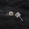 Retro Carved G-Shaped Square Gemstone S925 Sterling Silver Earrings
