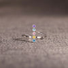 Dainty Vertical Row of Colored Five Gemstone S925 Sterling Silver Ring