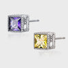 Retro Carved G-Shaped Square Gemstone S925 Sterling Silver Earrings