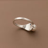 Adjustable Simple Pearl S925 Sterling Silver Ring