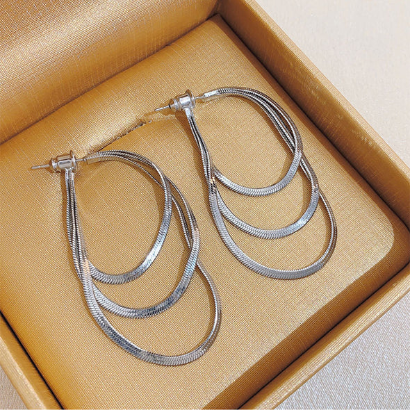 Elegant Layered Chain Back Hoop Earrings