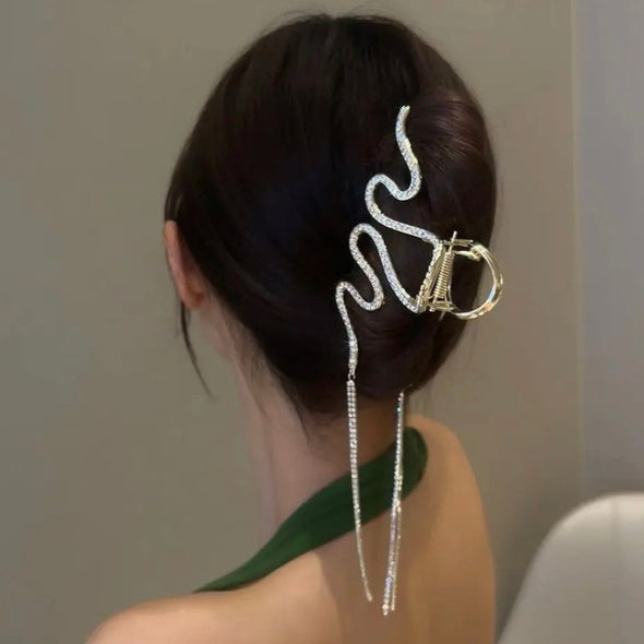 Snake Shape Tassel Hair Claw Clip