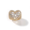 Luxury Pave Heart Shaped Hip Hop Style Ring