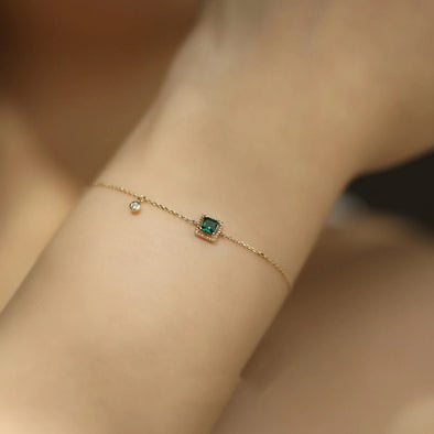Simulated Emerald Bracelet in Sterling Silver
