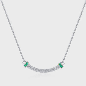 Grass Pattern Smile Design Necklace in Sterling Silver