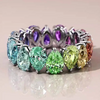 7.5ct Pear Cut Multi Color Rainbow Color Eternity Ring in Sterling Silver