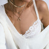 Crescent Moon & Pearl Dangle Layered Necklace