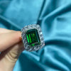 Vintage Emerald Cut Engagement Ring In Sterling Silver