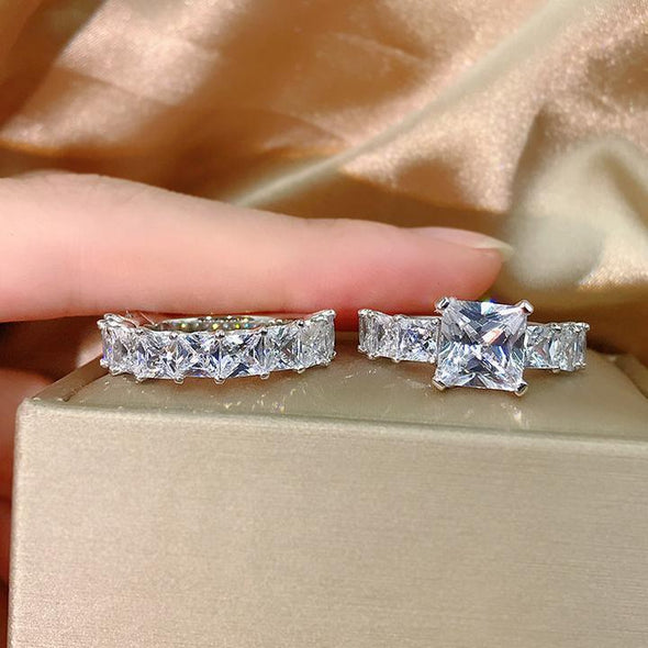 925 Sterling Silver Princess Cut Bridal Set