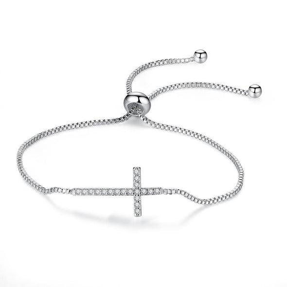 Faith Cross Adjustable Slider Clasp Bracelet