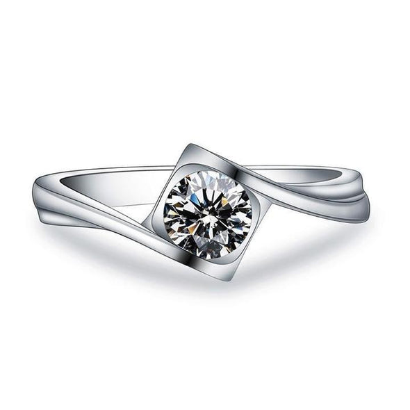 Heart Hollow Design Bypass Solitaire Ring
