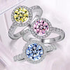 Colored Round Cut Halo Moissanite Engagement Ring