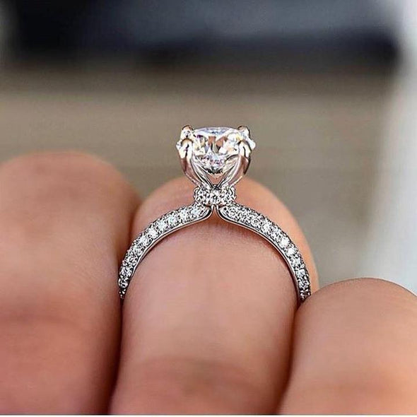 2.0CT Round Cut Sterling Silver Engagement Ring