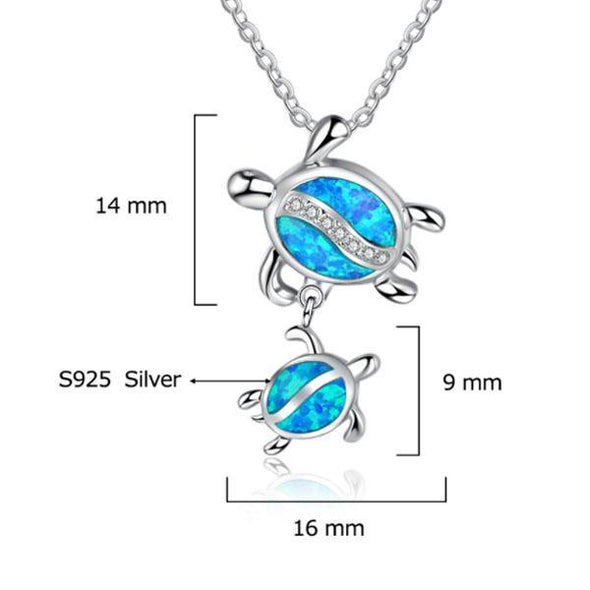 Oval Cut Two Turtles Pendant Necklace