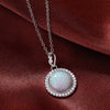Vintage Halo Opal Sterling Silver Pendant Necklace