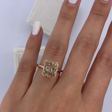 Champagne Colored Radiant Cut Solitaire Ring