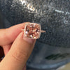 Handmade Cushion Cut Rose Golden Tone Engagement Ring In Sterling Silver