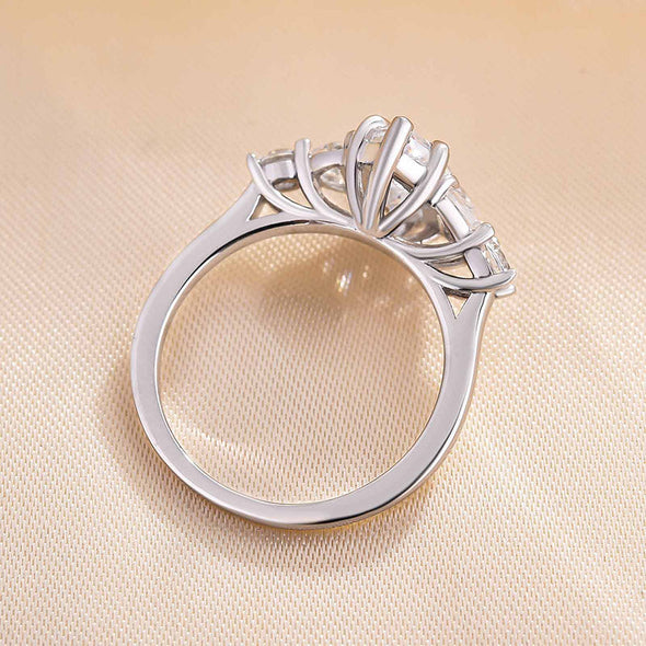 Gorgeous Marquise Cut Three Stone Engagement Ring in Sterling Silver