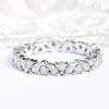 Oval Cut Three Stone Sterling Silver Wedding Bridal Set with Floral Band