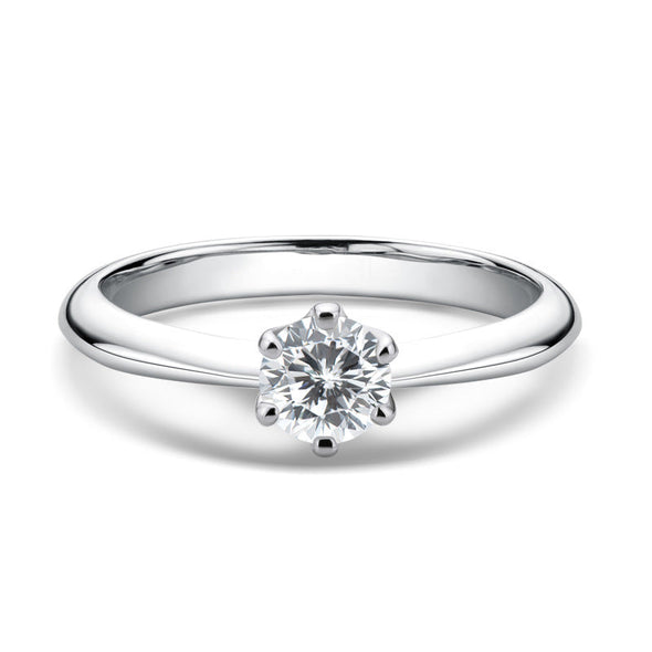 Classic 2.0 CT 6 Prong Round Cut Sterling Silver Engagement Ring
