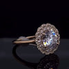 Golden Tone Cluster Halo Round Cut Sterling Silver Engagement Ring