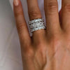 Gorgeous 3pcs Oval & Round Cut Sterling Silver Wedding Band Set