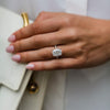 Luxurious Golden Tone Cushion Cut Engagement Ring In Sterling Silver