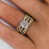 3PC Golden Tone Cushion Cut Sterling Silver Bridal Set with Two Interveave Bands