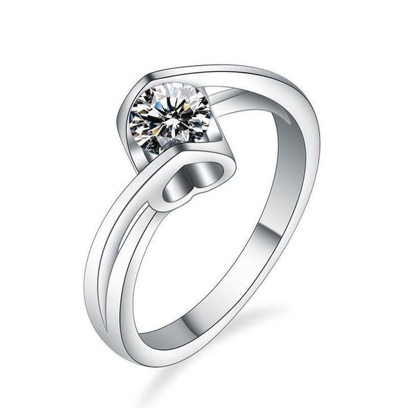 Heart Hollow Design Bypass Solitaire Ring