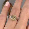 Radiant Cut Two Tone Three Stone Sterling Silver Engagement Ring
