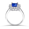 Halo Emerald Cut Sterling Silver Engagement Ring