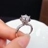 Round Cut Flower Crackling Sterling Silver Engagement Ring