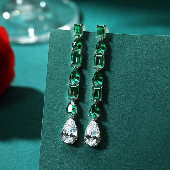 Ethnic Style Green Drop Earrings