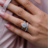 Gorgeous Halo Pear Cut Wedding Bridal Set In Sterling Silver