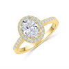 Luxury Golden Tone Halo Oval Cut Sterling Silver Engagement Ring