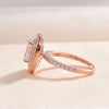 Rose Golden Tone Hollow Double Halo Radiant Cut Sterling Silver Engagement Ring