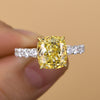 Two-tone Cushion Cut Yellow Gemstone Engagement Ring In Sterling Silver