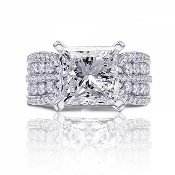Princess Cut Engagement Ring in Sterling Silver