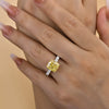 Two-tone Cushion Cut Yellow Gemstone Engagement Ring In Sterling Silver