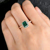Vintage Halo Emerald Cut Sterling Silver Engagement Ring