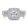 Split Halo Princess Cut Sterling Silver Engagement Ring