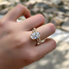 Golden Tone Oval Cut Sterling Silver Bridal Set with Exquisite Band