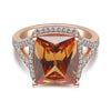 Rose Gold Tone Halo Cushion Cut Engagement Ring