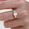 Three Stone Golden Tone Cushion Cut Sterling Silver Engagement Ring