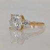 Three Stone Golden Tone Cushion Cut Sterling Silver Engagement Ring