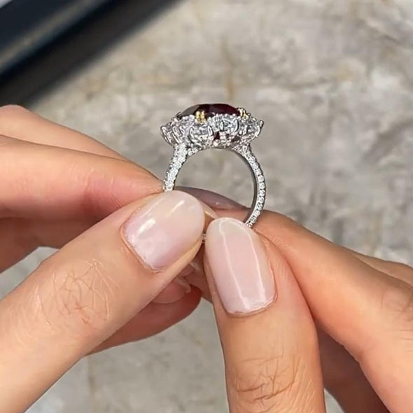 Sparkling Halo Cushion Cut Party & Engagement Ring