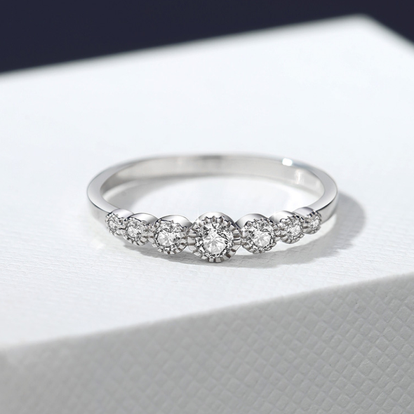 Classic Moissanite Sterling Silver Band