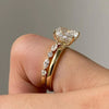 Golden Tone Cushion Cut Solitare Bridal Set Ring in Sterling Silver
