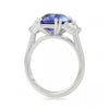 Cushion Cut Sapphire Blue Three-Stone Engagement Ring