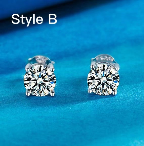 Exquisite Moissanite Stud Earrings In Sterling Silver